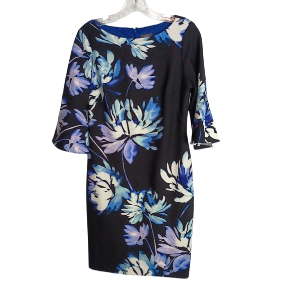 Vince Camuto Dresses & Skirts - Vince Camuto - Floral Blue and Black Sheath Dress - size 6